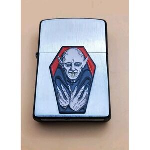 Zippo Lighter With A Dracula Medallion Silver And Black